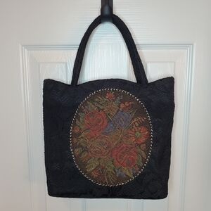 Elegant Black Floral Tote Bag